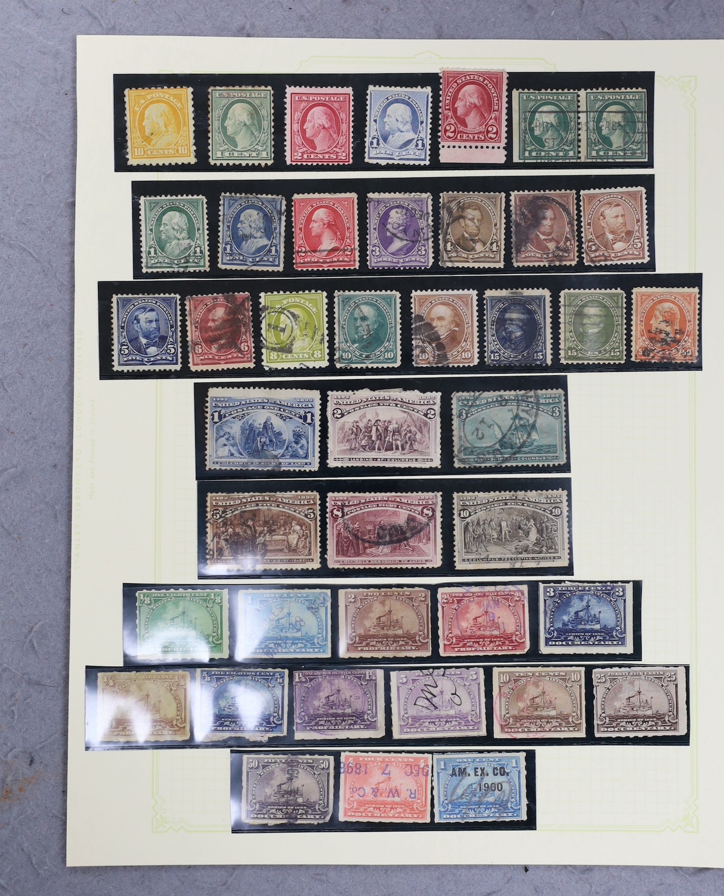 A collection of early American stamps